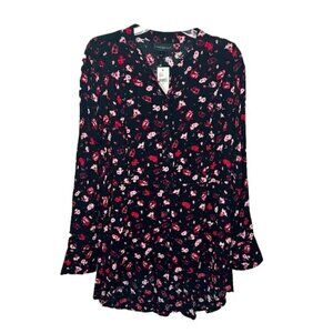 🆕 LANE BRYANT button down floral TUNIC BUTTON DOWN top SIZE 14